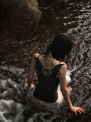 CTRL WORLD Tanktop „SHADOW“ mit Dämonenflügeln und Bindebändern am Rücken