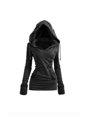 CTRL WORLD Gothic Fleece Hood Slim Top