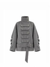 CTRL WORLD Vintage Military High-Neck Belted Wool-Blend Jacket