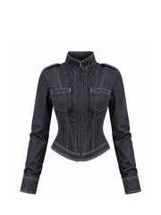 CTRL WORLD Gothic 13oz Stretch Denim Cropped Jacket