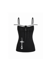 CTRL WORLD Gothic Lace Graphic Cami Top