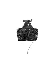 CTRL WORLD Shadow Lace-Up Leather Halter Top
