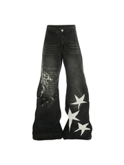 CTRL WORLD "Astral Chaos" Graphic Flared Jeans