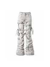 CTRL WORLD Strapped Harness Wide Leg Denim Jeans
