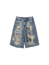 CTRL WORLD Wasteland Shred Graphic Cropped Denim Pants