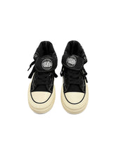 CTRL WORLD Black Titan Tongue Platform Canvas Sneakers