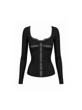 CTRL WORLD Dark Romance Gothic Lace-Panel Long Sleeve Top