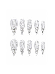 CTRL WORLD Ice Veil Crystal Fang Press-On Nails