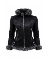 Faux Fur Trim Zip-Up Jacket