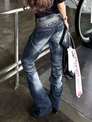 CTRL WORLD Vintage Rivet Flare Jeans