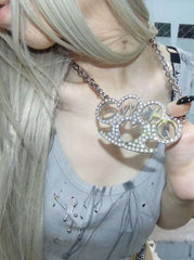 CTRL WORLD Shadow Crystal Heart Gothic Choker Necklace