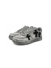 CTRL WORLD Distressed Cross Patch Low-Top Sneakers