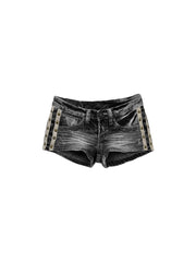 CTRL WORLD Fallen Angel Studded Low-Rise Denim Shorts