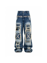 CTRL WORLD Phantom Riot Studded Distressed Wide Leg Jeans