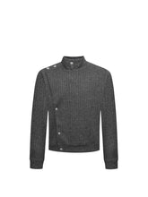 CTRL WORLD Asymmetric Button Rib Knit Sweater