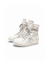 CTRL WORLD Distressed Canvas High-Top Sneakers
