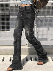CTRL WORLD Phantom Stack Distressed Flare Jeans
