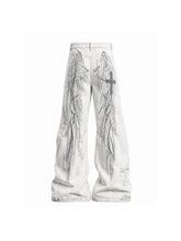 CTRL WORLD Thermochromic Angel Wing Distressed Wide-Leg Jeans