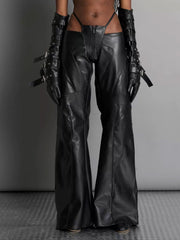 CTRL WORLD Abyss Phantom Leather Flare Pants