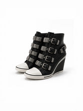 CTRL WORLD Shadow Buckle Wedge High Top Sneakers