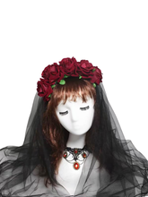 CTRL WORLD Midnight Rose Widow Veil Headpiece
