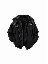 CTRL WORLD Shadow Crest Faux Fur Collar Suede Padded Bomber Jacket