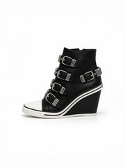 CTRL WORLD Shadow Buckle Wedge High Top Sneakers