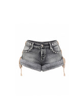CTRL WORLD Frost Fur Studded Denim Shorts