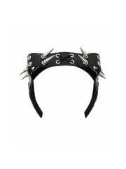CTRL WORLD Silver Thorn Cat Ear Lace-Up Studded Headband