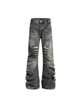 CTRL WORLD Distressed Wide-Leg Denim Pants with Studs