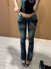 CTRL WORLD Shadow Fade Low Rise Bootcut Denim Jeans