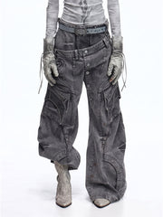 CTRL WORLD Phantom Archive Wide Leg Cargo Denim Jeans