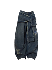 CTRL WORLD Deconstructed Star Patchwork Wide-Leg Jeans