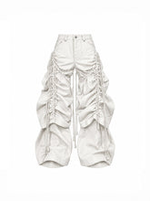 CTRL WORLD Dark Structure Ruched Wax-Finish Convertible Baggy Jeans