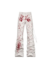CTRL WORLD Extreme Blood-Splatter Stacked Cargo Jeans