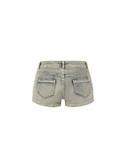 CTRL WORLD Candy Rivet Washed Denim Shorts