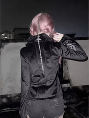 CTRL WORLD Gothic Bell-Sleeve Zip-Up Jacket