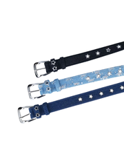 CTRL WORLD Star Eyelet Distressed Denim Belt