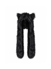 CTRL WORLD Gothic Beastcore Fuzzy Animal Ear Hood Scarf