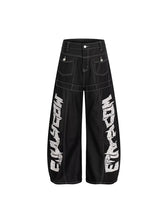 CTRL WORLD Blackout Blast Graffiti Wide-Leg Shorts