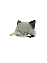 CTRL WORLD Cat Ear Distressed Denim Baseball Cap