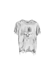 CTRL WORLD Apocalypse Skull Flag Distressed T-Shirt
