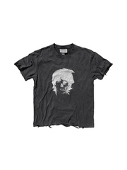 CTRL WORLD Vintage Distressed Skull Portrait Graphic T-Shirt