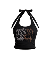 Graphic Halter Neck Crop Top