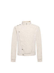 CTRL WORLD Asymmetric Button Rib Knit Sweater