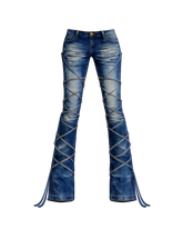 Lace-Up Flared Denim Pants