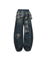 CTRL WORLD Deconstructed Star Patchwork Wide-Leg Jeans