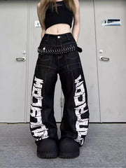 CTRL WORLD Blackout Blast Graffiti Wide-Leg Shorts