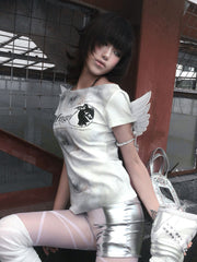 CTRL WORLD Angel's Sacred Eye Graphic Short-Sleeve Top