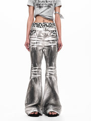 CTRL WORLD Artistic Spray Paint Distressed Flare Jeans